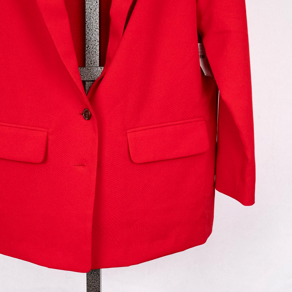 Old Navy Women's Unlined Blazer Jacket LARGE Aurora Red Classic Holiday Office - Picture 2 of 6